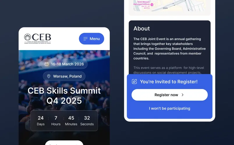 Event page (from the WAYF case study)
